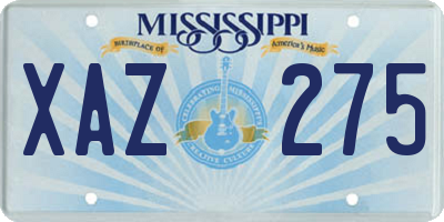 MS license plate XAZ275