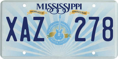 MS license plate XAZ278