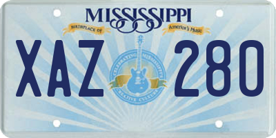 MS license plate XAZ280