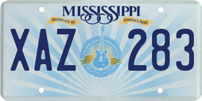 MS license plate XAZ283