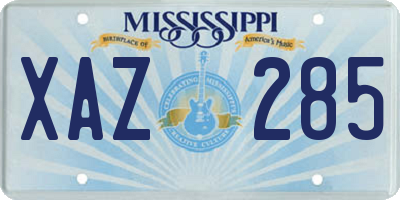 MS license plate XAZ285