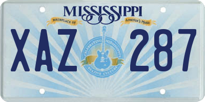 MS license plate XAZ287