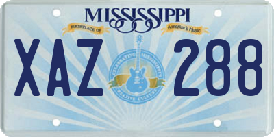 MS license plate XAZ288
