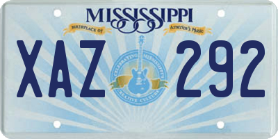 MS license plate XAZ292