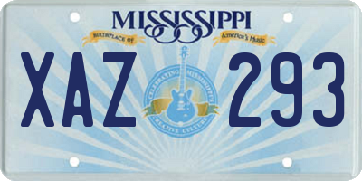 MS license plate XAZ293