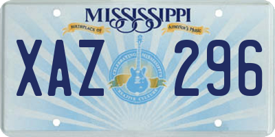 MS license plate XAZ296