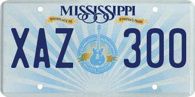 MS license plate XAZ300