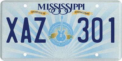 MS license plate XAZ301
