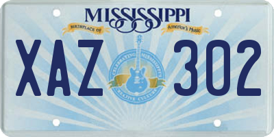MS license plate XAZ302