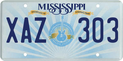 MS license plate XAZ303