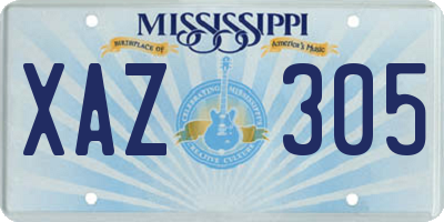 MS license plate XAZ305