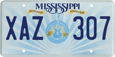 MS license plate XAZ307