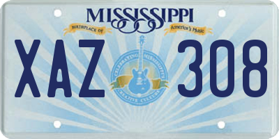 MS license plate XAZ308