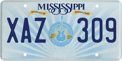 MS license plate XAZ309