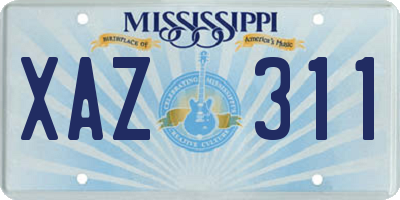 MS license plate XAZ311