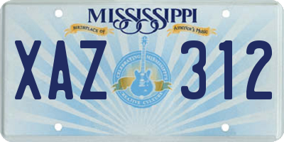 MS license plate XAZ312
