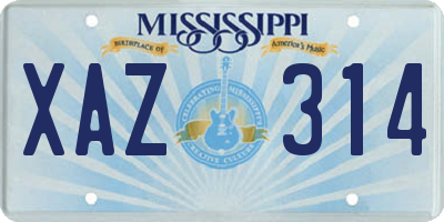 MS license plate XAZ314