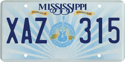 MS license plate XAZ315