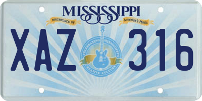 MS license plate XAZ316