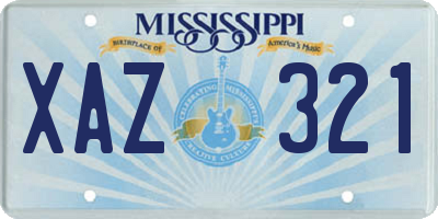 MS license plate XAZ321