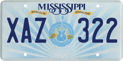 MS license plate XAZ322
