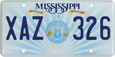 MS license plate XAZ326