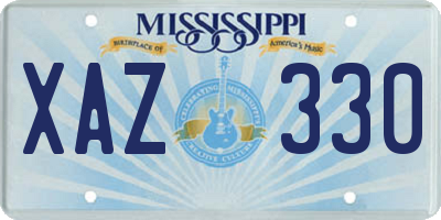 MS license plate XAZ330