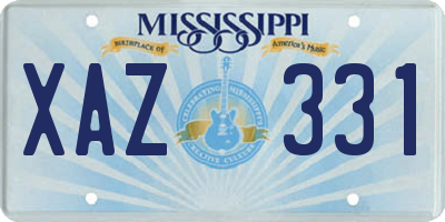 MS license plate XAZ331