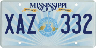 MS license plate XAZ332