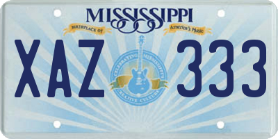 MS license plate XAZ333