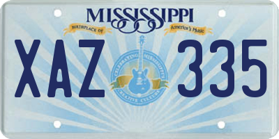 MS license plate XAZ335