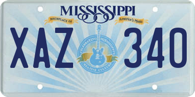 MS license plate XAZ340