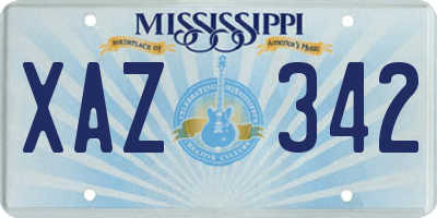 MS license plate XAZ342