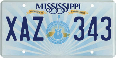 MS license plate XAZ343