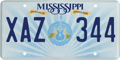 MS license plate XAZ344