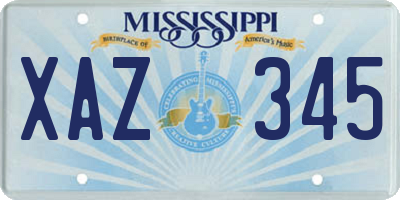 MS license plate XAZ345