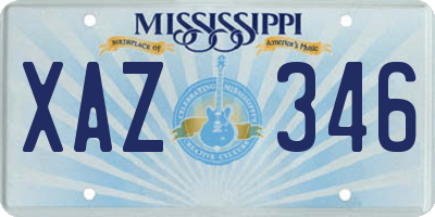 MS license plate XAZ346
