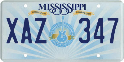 MS license plate XAZ347