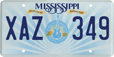 MS license plate XAZ349