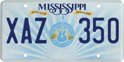 MS license plate XAZ350