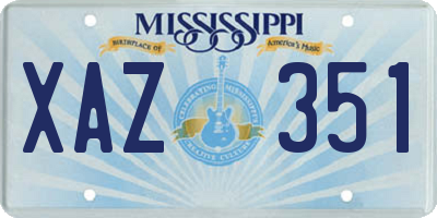 MS license plate XAZ351