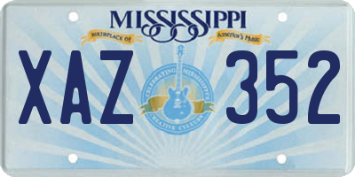 MS license plate XAZ352