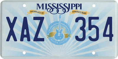 MS license plate XAZ354