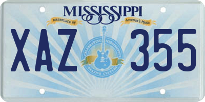 MS license plate XAZ355