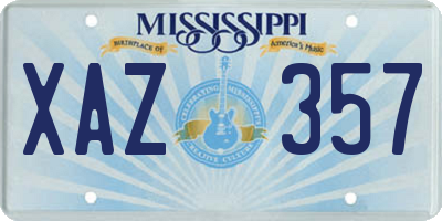 MS license plate XAZ357