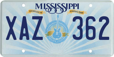 MS license plate XAZ362