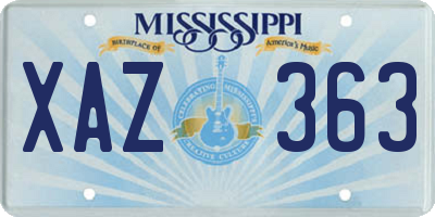 MS license plate XAZ363