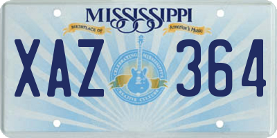 MS license plate XAZ364