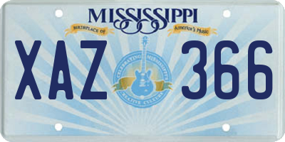MS license plate XAZ366