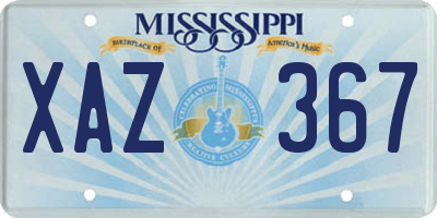 MS license plate XAZ367